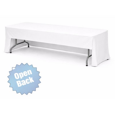6' Open Back White Table Throw w/ front logo