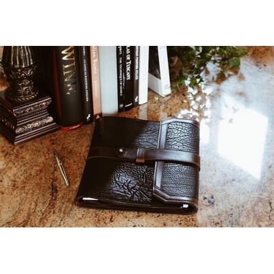 Buffalo Padfolio - Onyx with Walnut Vachetta Trim - Borlino