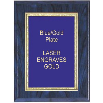 Blue Woodgrain Plaque - 5" x 7" W/ a 4" x 6" Florentine Plate