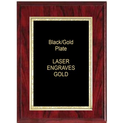 Red Woodgrain Plaque - 5" x 7" W/ a 4" x 6" Florentine Plate