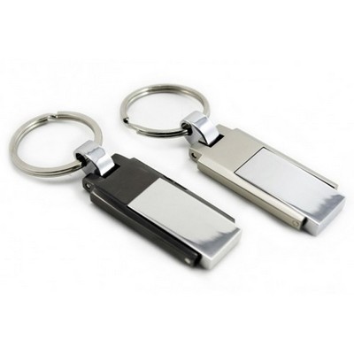 4 GB Powdercoat & Chrome Steel Swivel USB Drive w/Keyring