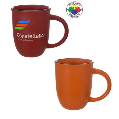 14 Oz. Satin Matte Orange Salem Mug with Black Halo - Dishwasher Safe - Precision Spot Color