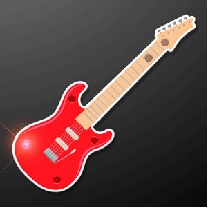 Red Guitar Flashing LED Light Pin - BLANK