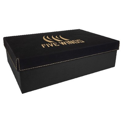 Engraved Faux Leather Gift Box, Black, 11 3/4"(L) x 7 3/4"(W) x 3 1/4"(H)