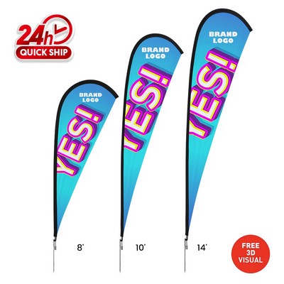10' Premium Teardrop Flag Kit w/X Base Double sided