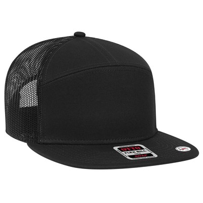 OTTO Superior Cotton Twill Round Flat Visor 7 Panel Pro Style Mesh Back Trucker Snapback Hat