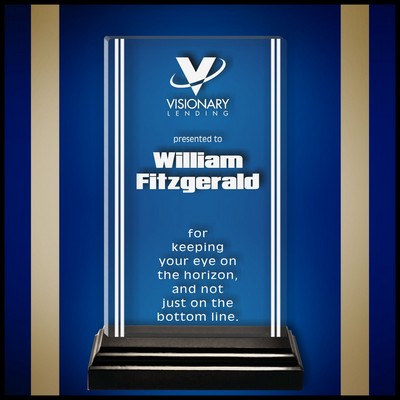 8" Rectangle Clear Acrylic Award with a Black Wood Base