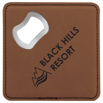 Leatherette Bottle Opener Coaster (Dark Brown)