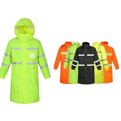 High Visibility Reflective Jacket Safety Raincoat With Hood