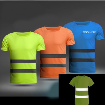 Quick Drying Short Sleeve Shirts w/Reflective Stripe