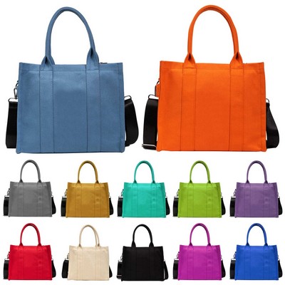 Adjustable Shoulder Straps Canvas Handle Zipper Tote Bags