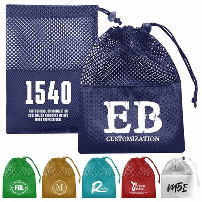 Mesh Bag with Sliding Drawstring Cord Lock Closure