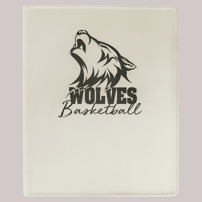 White 9-1/2" x 12" Portfolio with Notepad, Laserable Leatherette