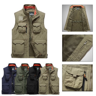 Men' s Safari Cargo Utility Vest w/Pockets