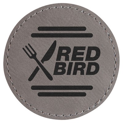 2-1/2" Diameter Round Patches, Gray Laserable Leatherette