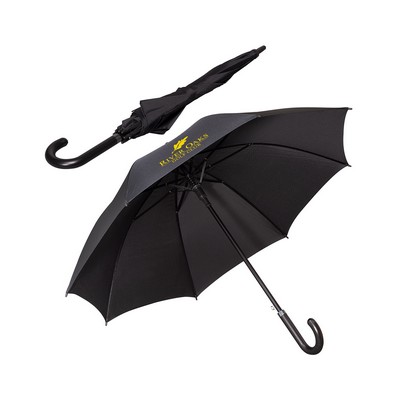 Executive Umbrella With Curved Faux Leather Handle.