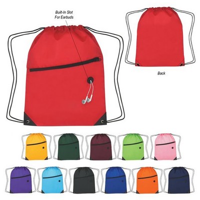 Lightweight Durable Sports Drawstring Backpack w/Front Pocket