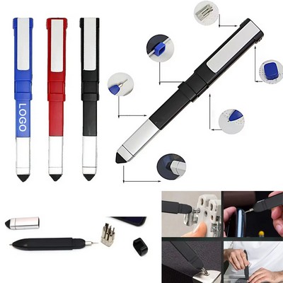 4-in-1 Multifunctional ABS Tech Tool Ballpoint Pen w/Screwdriver & Phone Stand & Stylus (MOQ 100PCS)