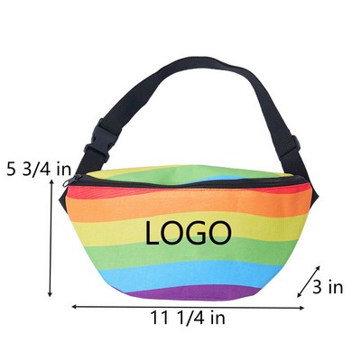 11 1/4"x5 3/4"x3" LGBT Pride Rainbow Love Unisex 600D Oxford Cloth Fanny Pack/Waist Belt Bag