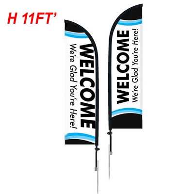 11' Custom Feather Flag Kit - Double Sided With Spike Base