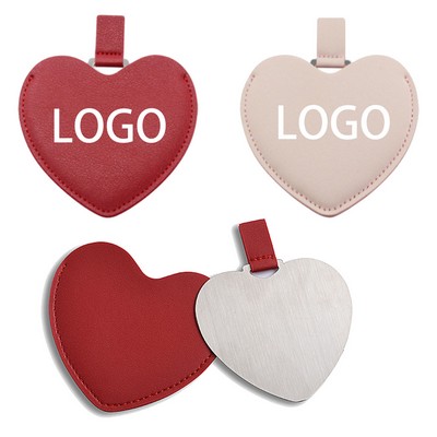 Mini Stainless Steel Heart Shaped Makeup Mirror