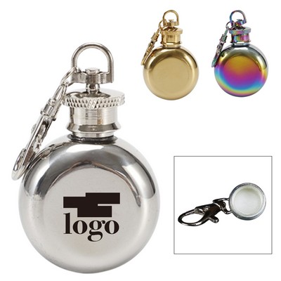 1Oz Mini Hip Flask With Keychain