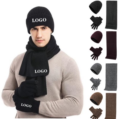 Winter Knit Beanie/Scarf/Gloves Set