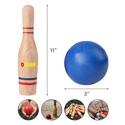 Sports Premium Wooden Lawn Bowling Skittles Set