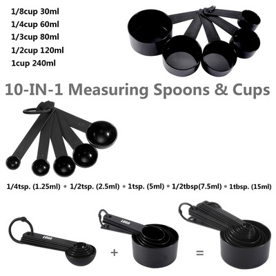 10 In 1 Plastic Measuring Cup Set With Volume Mark