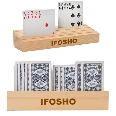 Wooden Playing Card Holder for Kids Seniors Adults Solid Hands-Free Rack Stand for Organizing Cards