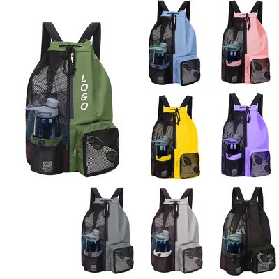 Mesh Drawstring Beach Backpack