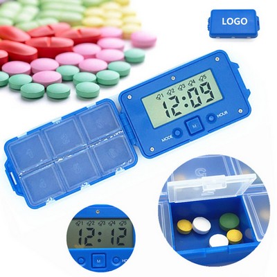 6 Compartment Medicine Pill Case With Alarm Clock Function
