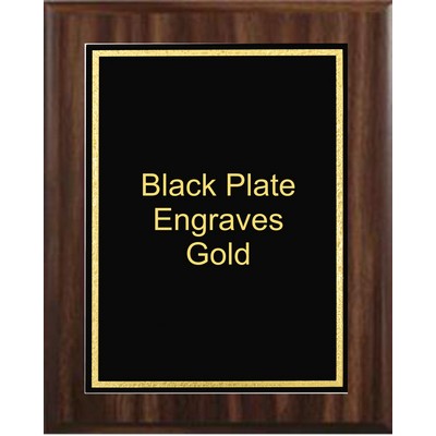 Walnut Plaque 8" x 10" - Black/Gold - 6" x 8" Florentine Frame Designer Plate