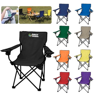 Outdoor Folding Camping Beach Chair With Double Cup Holder
