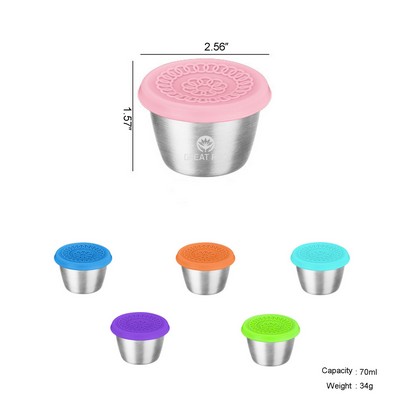 2.3 oz. 304 Stainless Steel With Multi-color Optional Silicone Lid Dipping Bowl