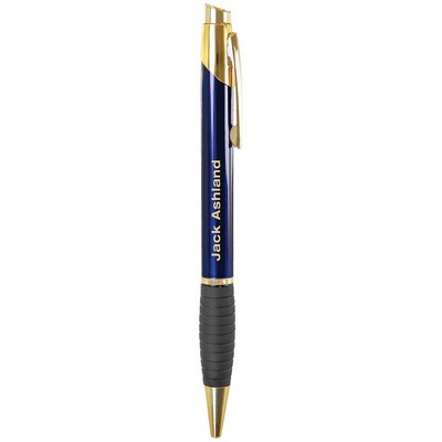 Gloss Brass Ballpoint Pen with Gripper