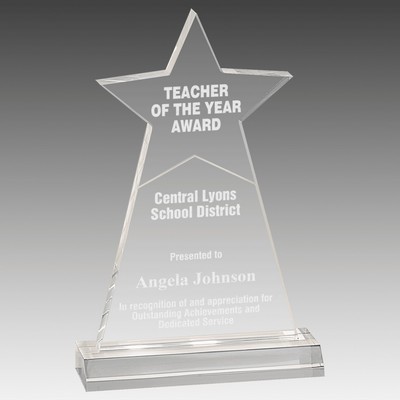 4.75" x 8" Clear Star Obelisk Acrylic with 5.75" inch Base