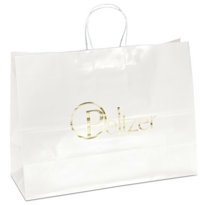 Aubrie™ - Gloss Shopper - White Bag - Foil Print