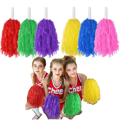 Cheerleading Metallic Foil Cheer Pom Poms with Plastic Handles.