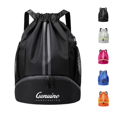 Drawstring Backpack with Shoe Compartment