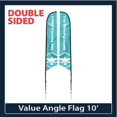 Value 10' Angle Flag - Double Sided w/Spike Base and Carry Bag