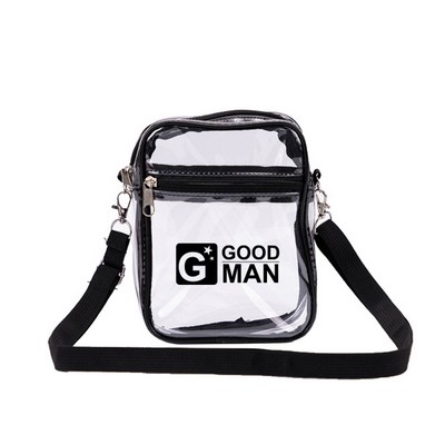 Clear Transparent PVC Crossbody Bag (5.9"W×7.7"H×1.8"T)