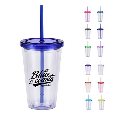 16oz Sleek Double-wall Clear Insulated Tumbler