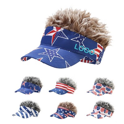 Sun Visor Hats With Wig Hair