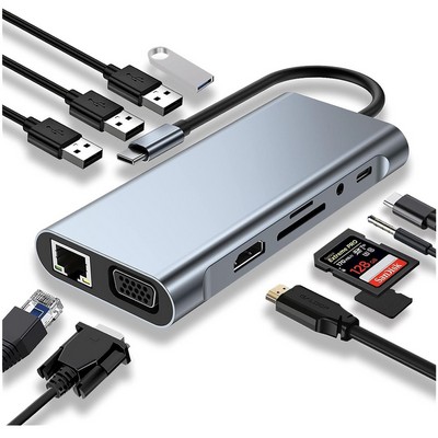11 in 1 USB C Hub Adapter Dongle with 4K HDMI.