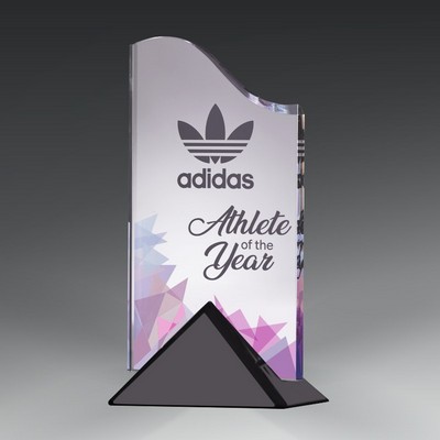 Acrylic Wave in Gunmetal Triangle Base -8"