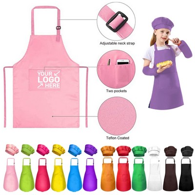Kids Adjustable Cooking Apron and Chef Hat Set