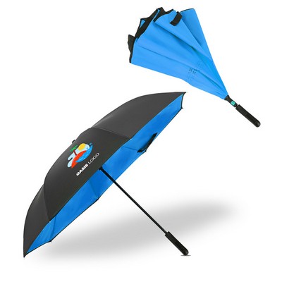 Two-Tone Auto Open Reverse Umbrella w/ Full Color