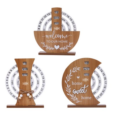 Wooden Perpetual Desk Calendar for Office Décor
