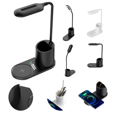 Desk Lamp with Wireless Charger & Pen Holder